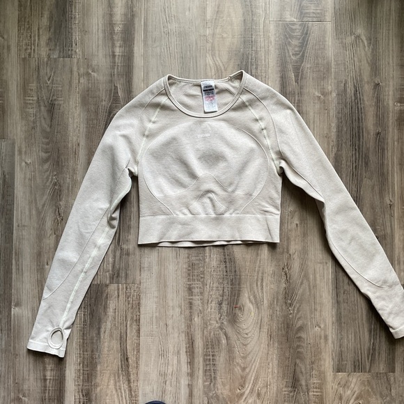 GYMSHARK FLEX SPORTS LONG SLEEVE CROP TOP size Large - Picture 1 of 3